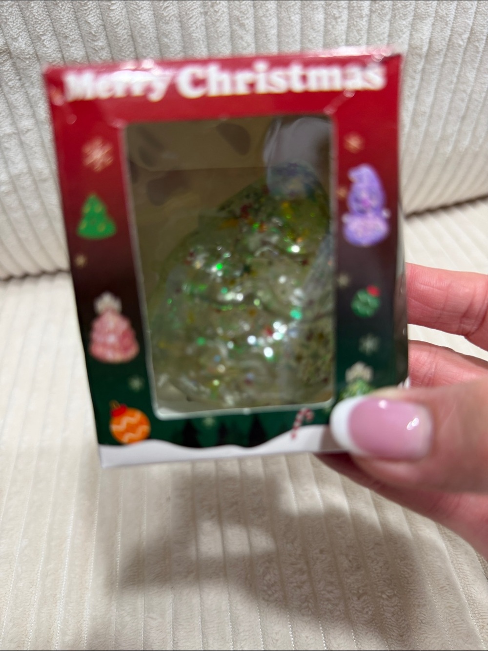 GreenGlitter Christmas Tree Squishy. Firm. Slow rise w/glitter.